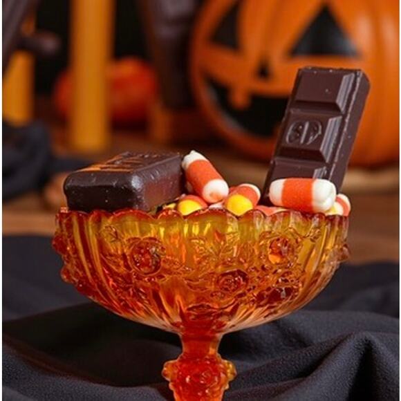 Fenton Tangerine Amberina Rose Compote Pedestal Candy Dish-Vintage MCM-UV Glow - Picture 4 of 10